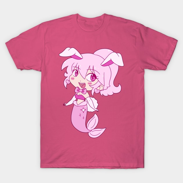 Pink Bunny Girl Mermaid T-Shirt by saradaboru